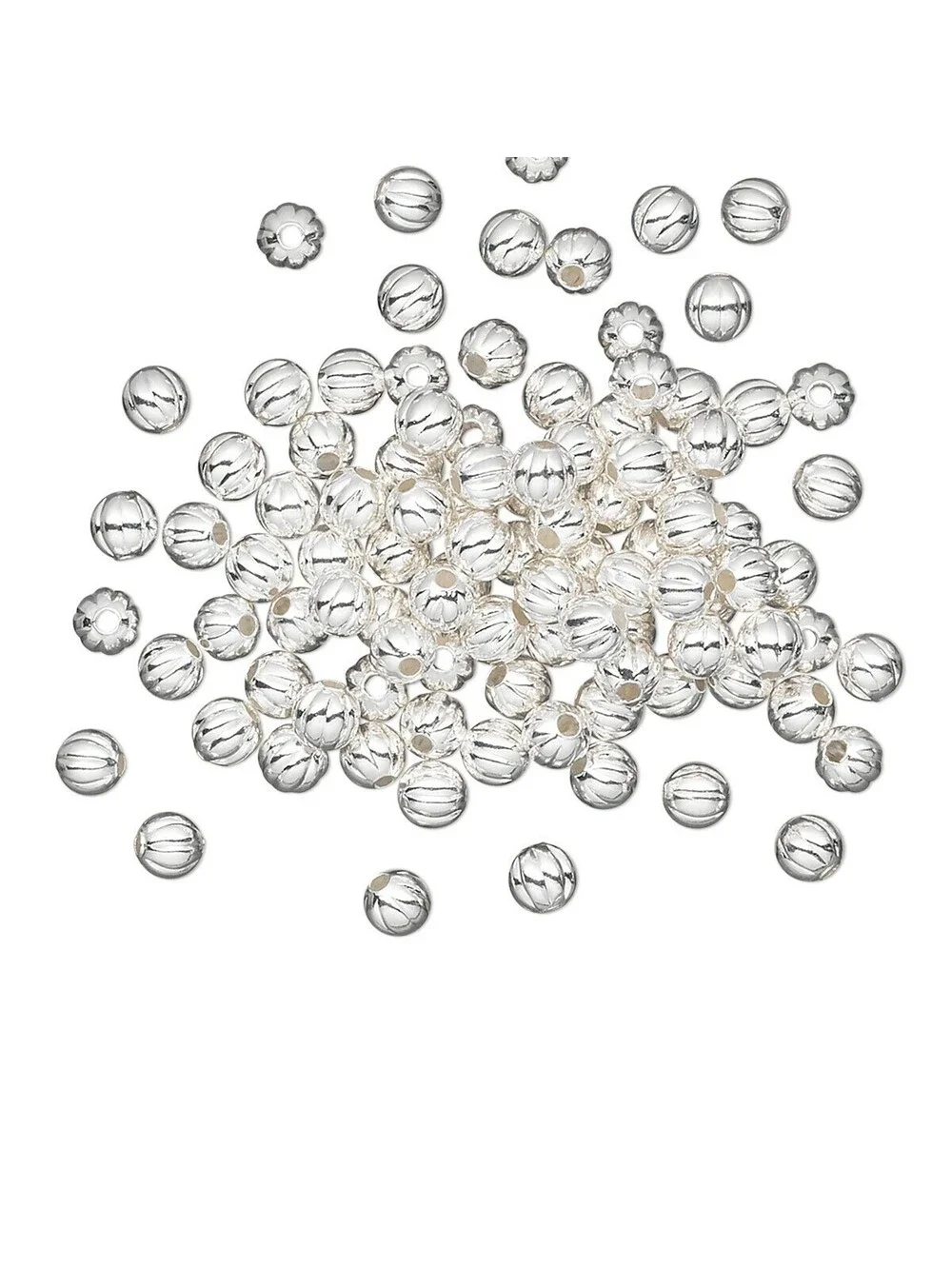 Bulk Silver Plated Brass 3mm Corrugated Ribbed Round Spacer Beads 100 pcs